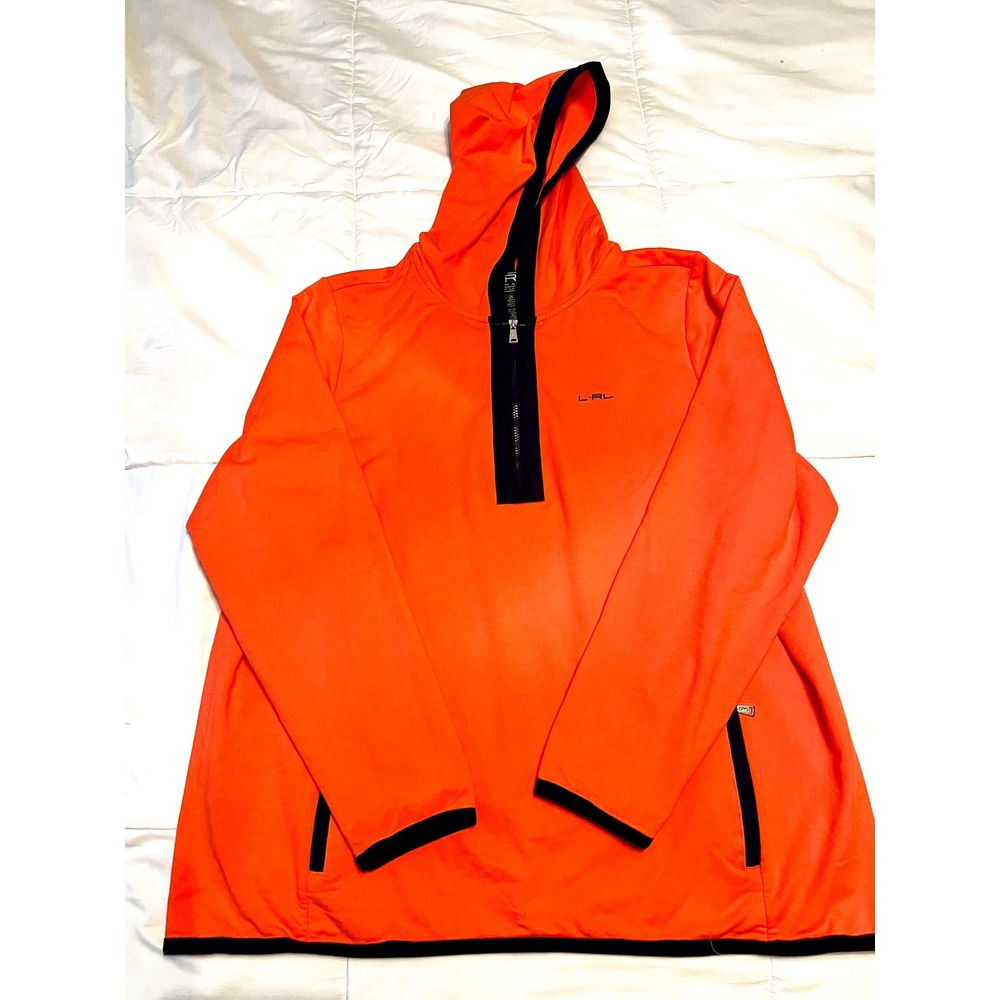 LRL Lauren Active Ralph Lauren 2X Orange Hooded Pullover Jacket Y2K